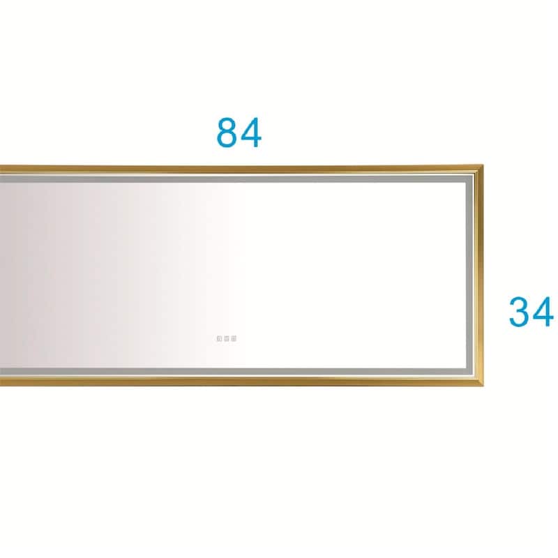 Rectangular Brushed gold Framed LED Mirror Bathroom Vanity Mirror