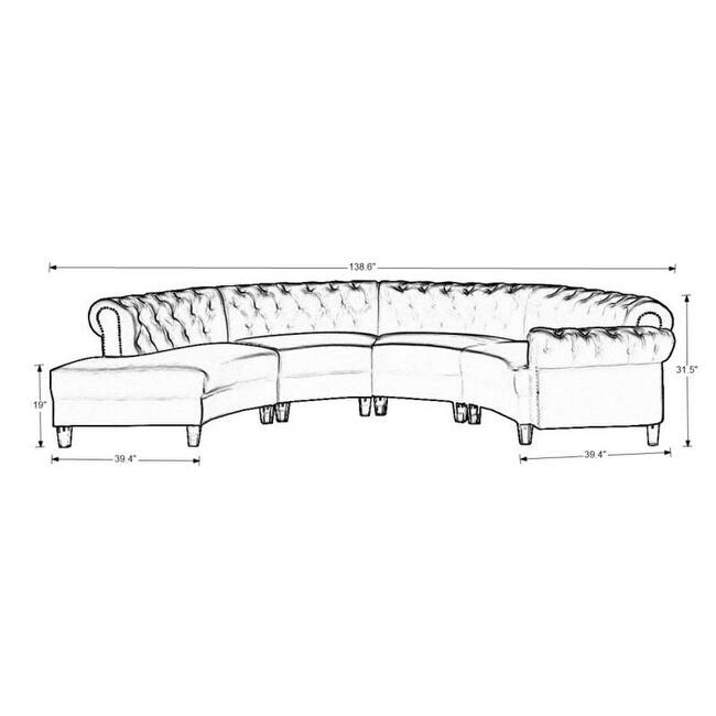 Mousseau 138.6" Velvet Symmetrical Modular Sectional