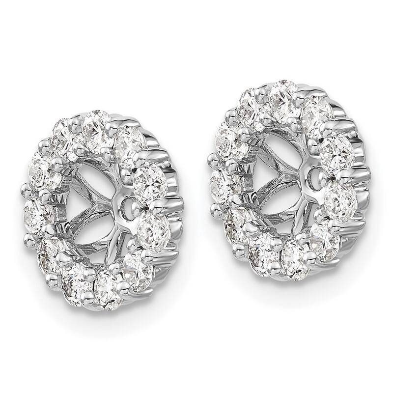 Curata 14k White Gold Diamond Earrings Jackets - 11x11mm Wide