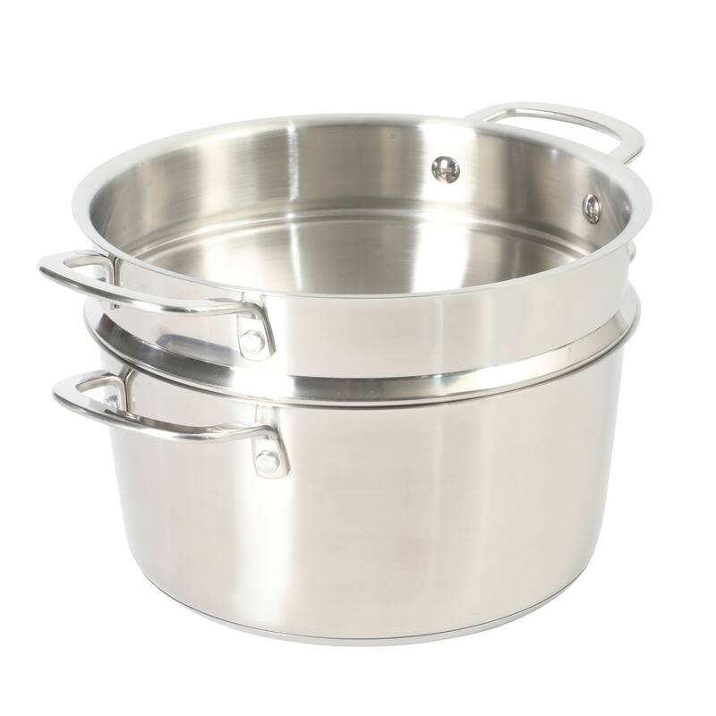 Sur La Table Kitchen Essentials 3-Piece 5.3-Quart Stainless Steel Dutch Oven with Steamer Insert & Glass Lid