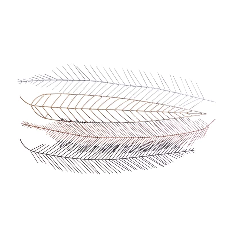 CosmoLiving by Cosmopolitan Multi Colored Metal Feather Bird Home Wall Decor