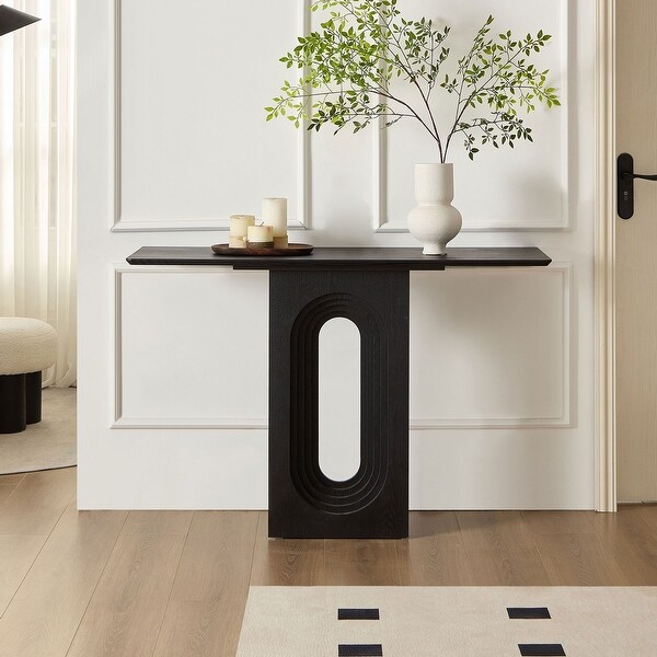 Modern Narrow Console Table with Unique Loopback Design - Bed Bath