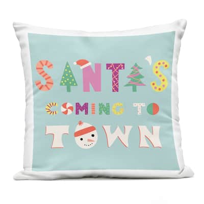 Stupell Whimsical Santa's Coming To Town Printed Outdoor Throw Pillow Design by Sazerelli Designs