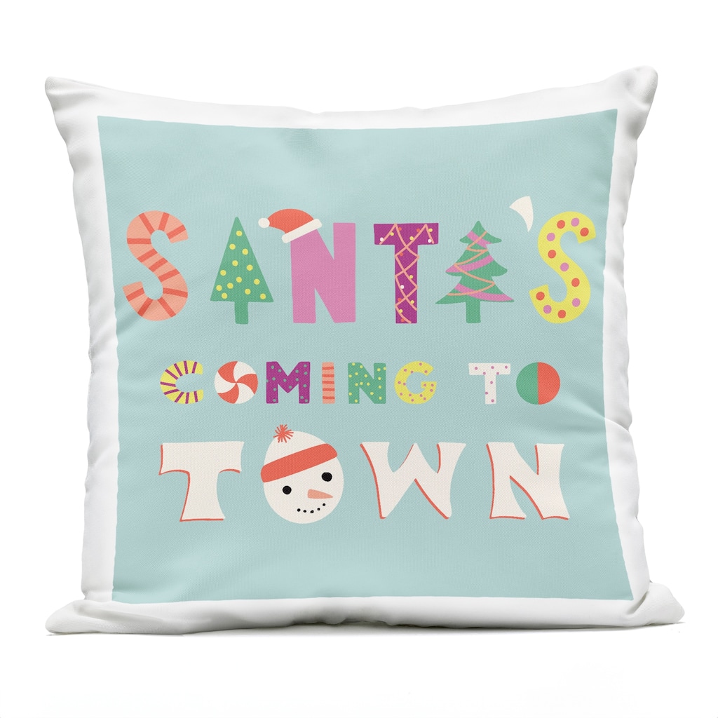 Stupell Whimsical Santa's Coming To Town Printed Outdoor Throw Pillow Design by Sazerelli Designs