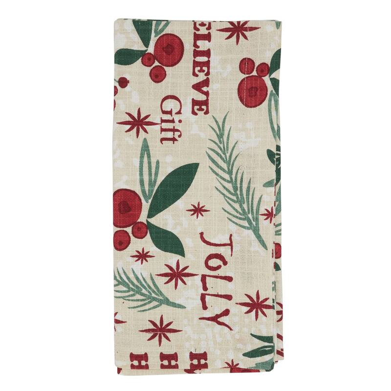 Holly Christmas Holiday Table Napkins (Set of 4)