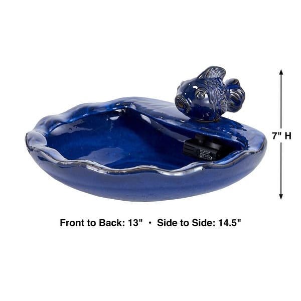 Ceramic Koi Solar Fountain- Blue