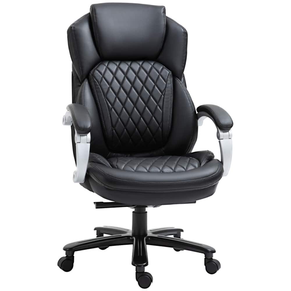 Black Adjustable Height High Back Office Chair with Adjustable Armrest and Smooth Rolling Wheels