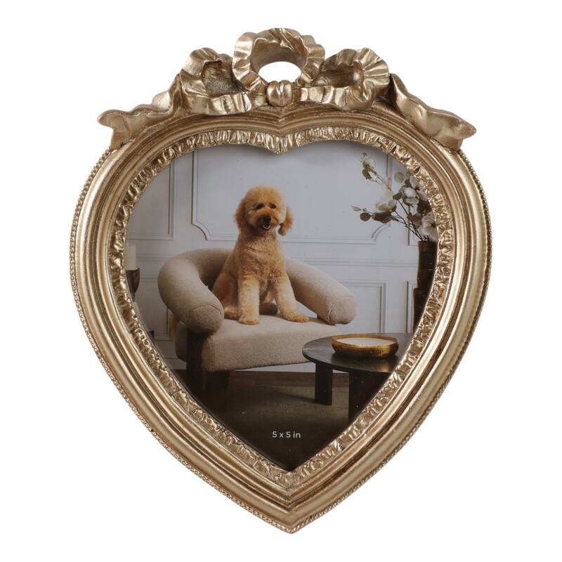 Polyresin Decorative Frame Photo Heart Shape Glam Style Ornate Accents
