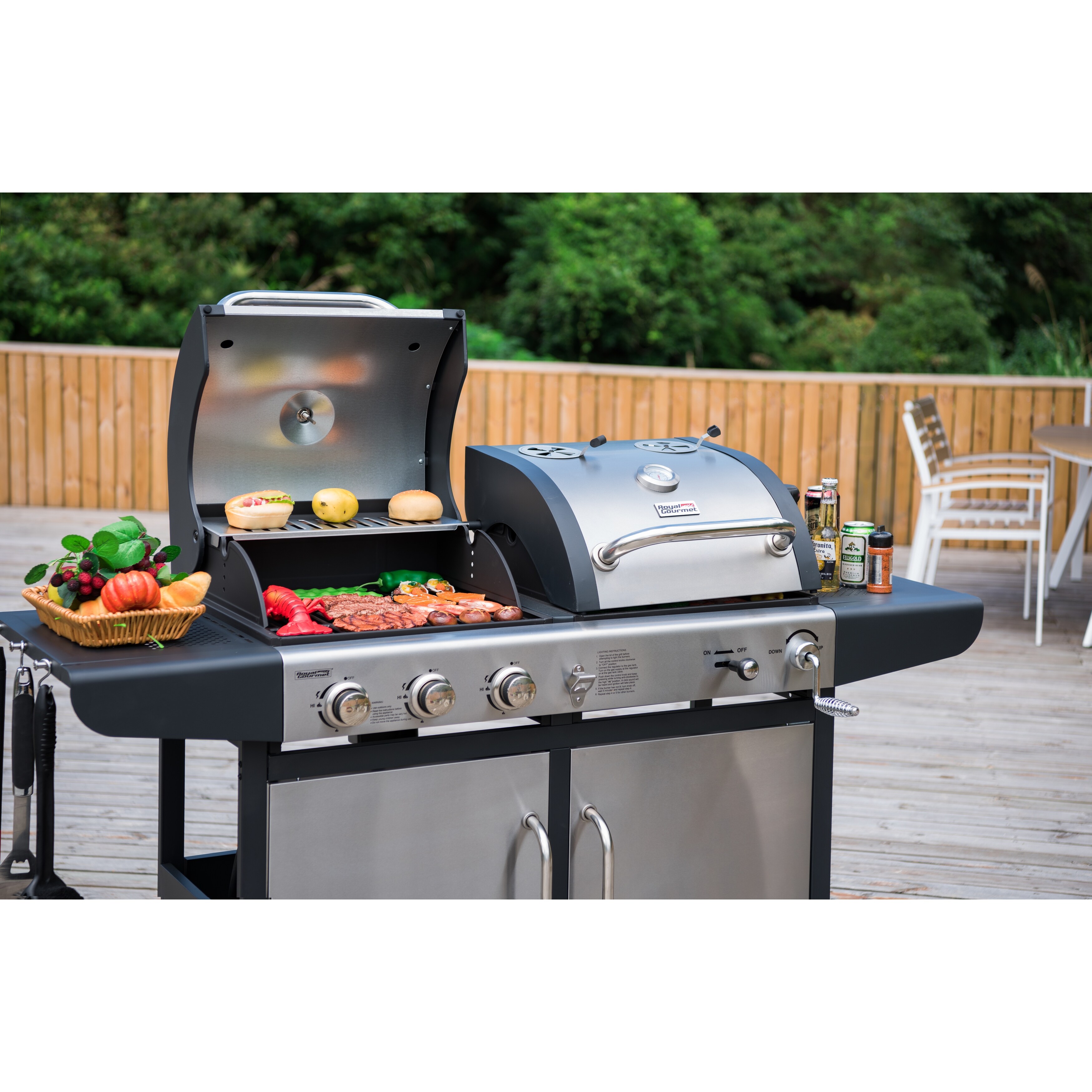 Stainless steel gas and charcoal grill combo online