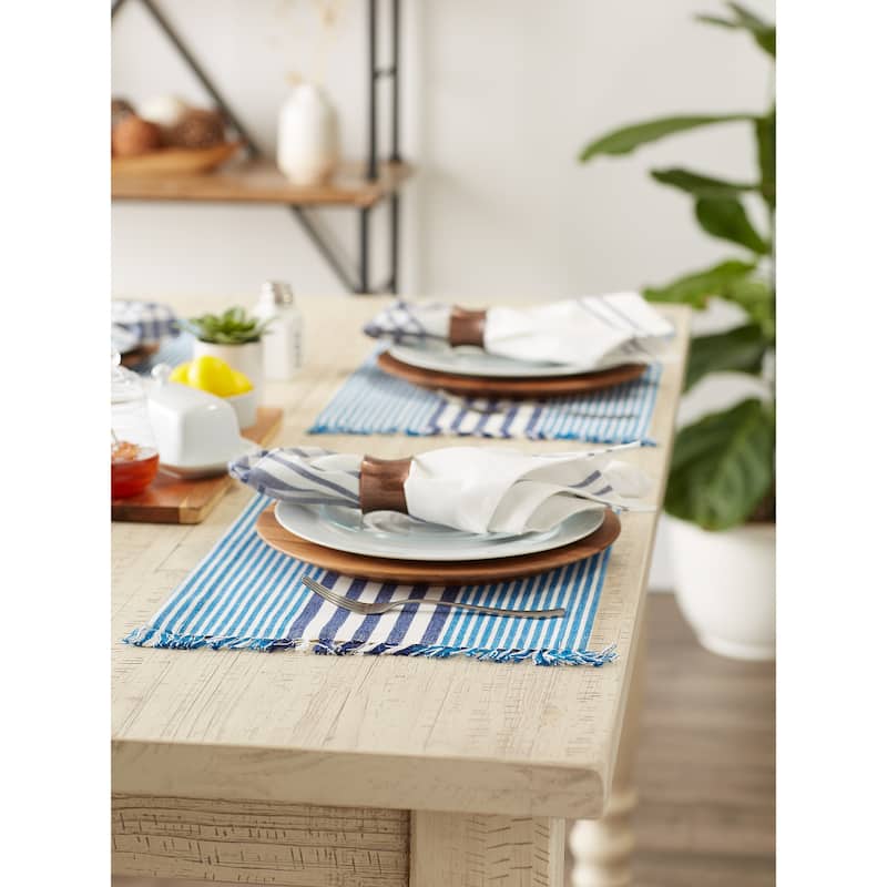 DII Grass Green Stripes With Fringe Placemat (Set of 6)