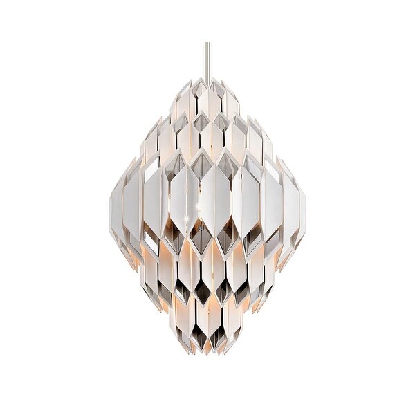 Corbett Lighting 254 49 Haiku 9 Light 24 1 2 Wide Abstract Pendant White Polished Stainless