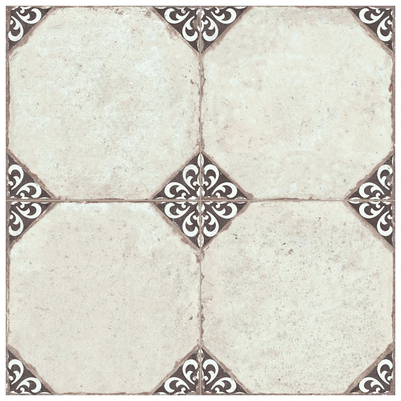 Merola Tile Kings Field Black 17-3/4" x 17-3/4" Porcelain Floor and Wall Tile