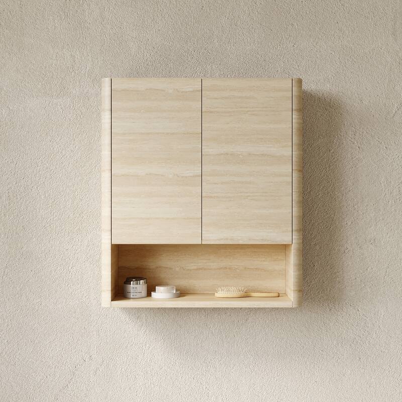 26" Wall-Mounted Bathroom Cabinet, with Doors, Shelf and Open Storage Compartment Over The Toilet Storage Cabinet for Bathroom