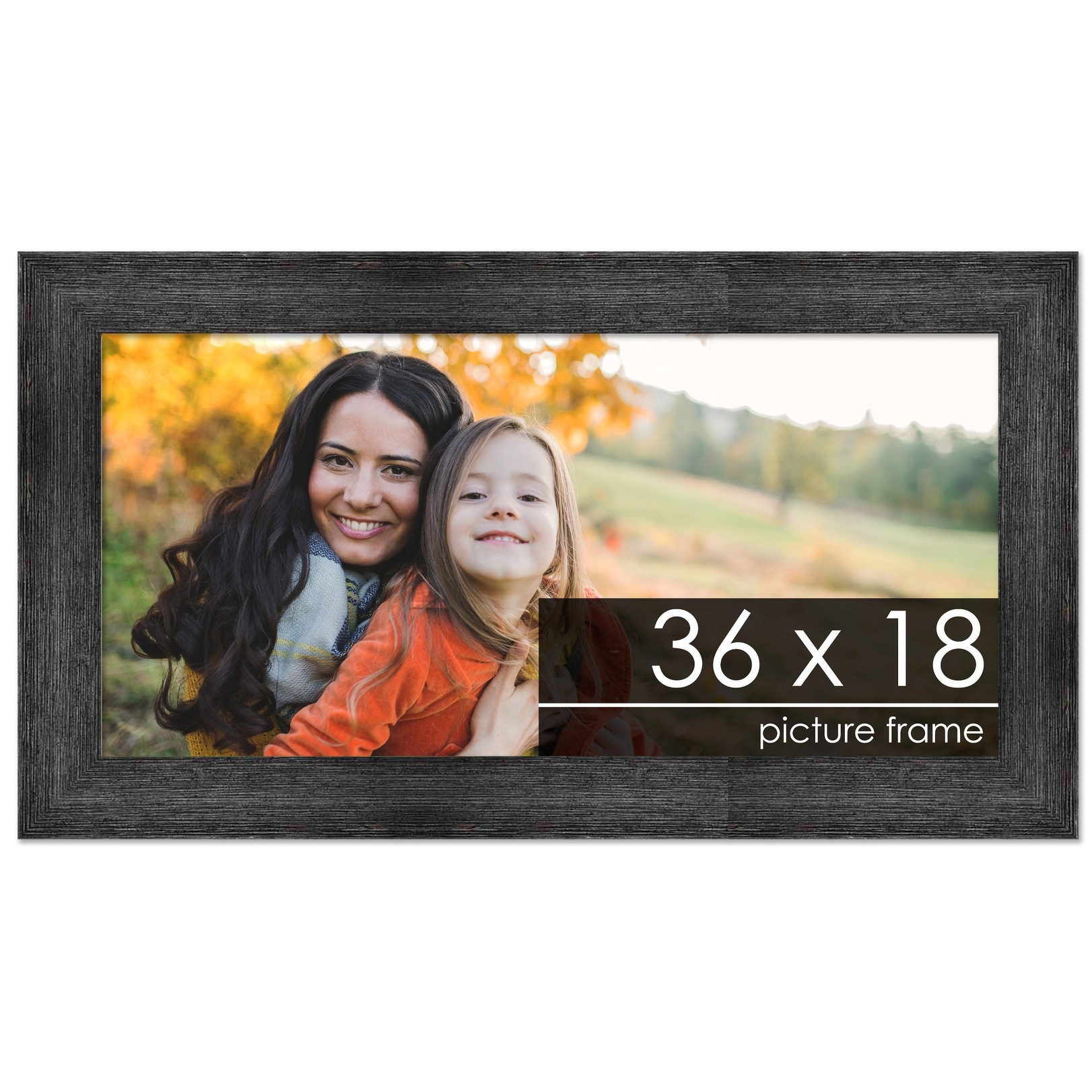 36x18 Black Picture Frame - Wood Picture Frame Complete with UV