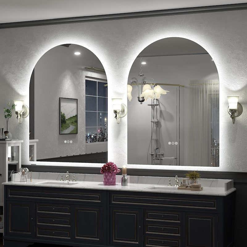 UL Certified Arched LED Anti-fog Tempered Glass Wall Bathroom Vanity Mirror