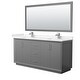 preview thumbnail 1 of 45, Strada 72-Inch Double Vanity Set, Cultured Marble Top, 70-Inch Mirror Dark Gray, Nickel Trim,Carrara Cultured Marble Top