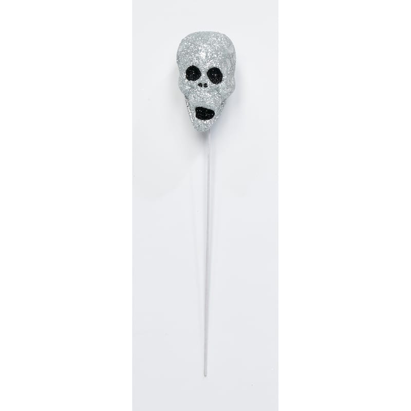 3" Silver Skull on 7" Pick, Set of 12 - 10"