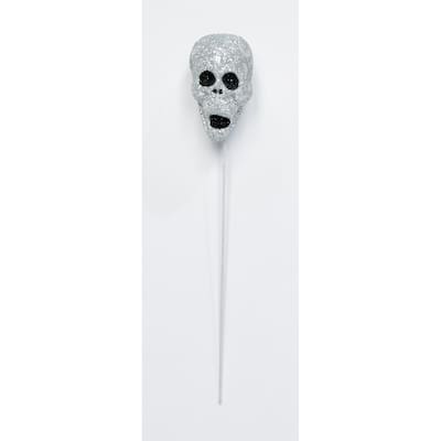 3" Silver Skull on 7" Pick, Set of 12 - 10"