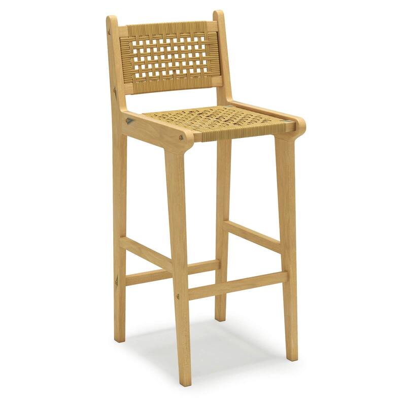 1/2/4PCS Teak Bar Stools Bar Height Chairs Armless Wooden Barstools - Single