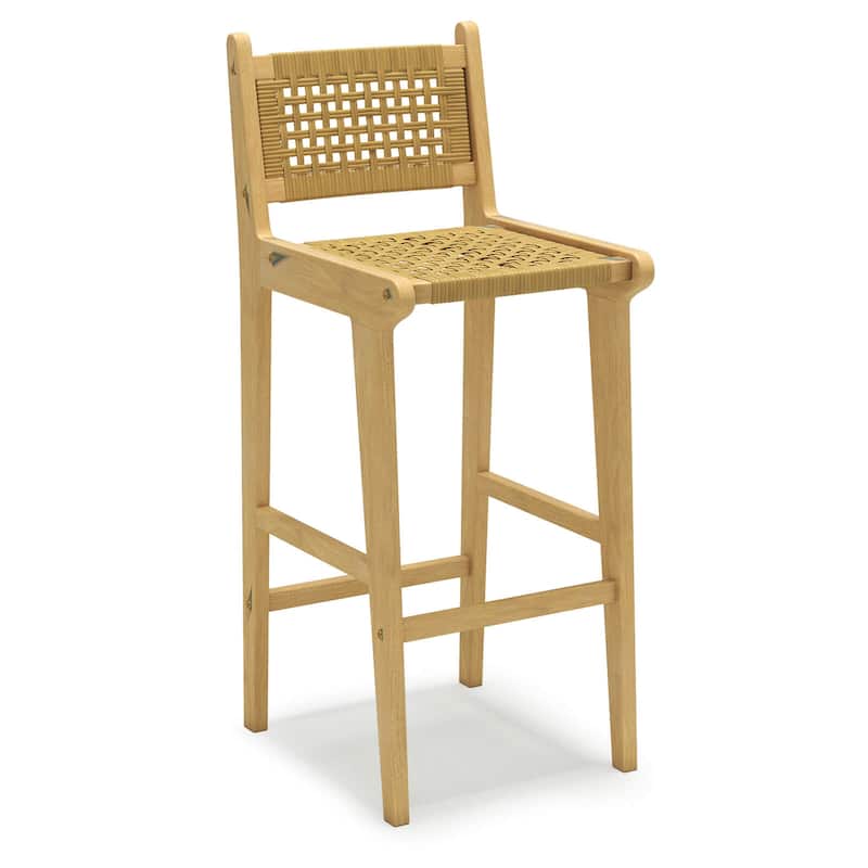 Costway 1/2/4 PCS Patio Teak Wood Bar Stool Outdoor Bar Height Chair - See Details - Single