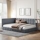 preview thumbnail 11 of 16, Modern Full Size Daybed Velvet Upholstered Sofa Bed Frame for Bedroom Living Room, Wood Slat Support