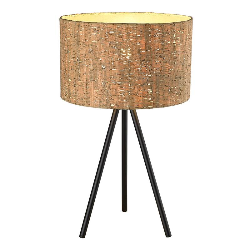 HomeRoots 21.8" Matte Black Cork Shade Table Lamp - 13