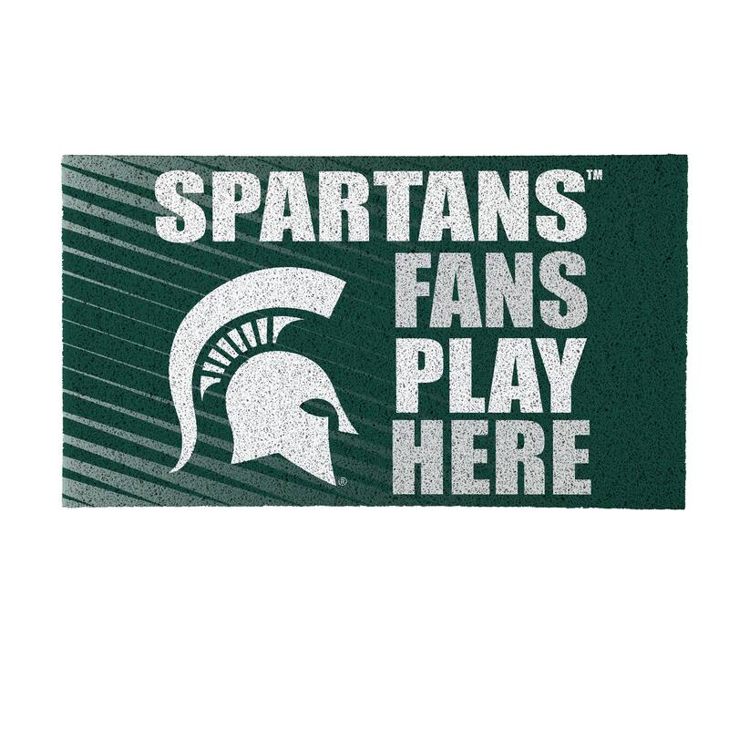 28 in. x 16 in. Michigan State University "Fans Play Here" PVC Door Mat