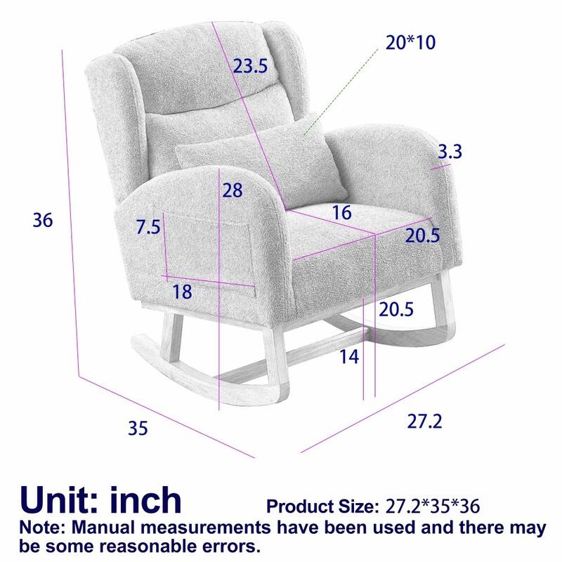 27.2" Modern Upholstered Rocking Chair with Two Side Pocket for Living Room