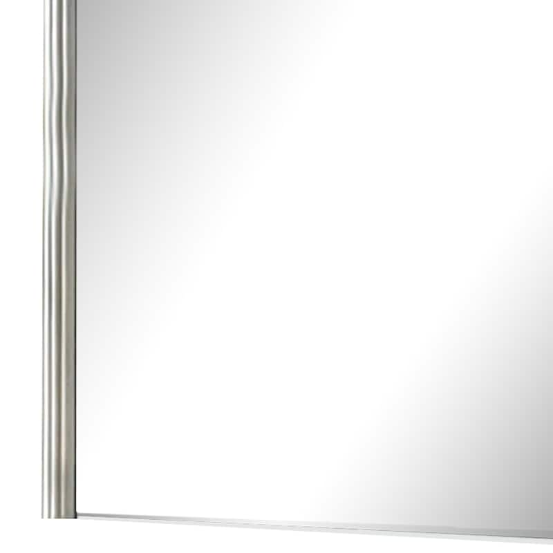 Gema Dresser Mirror, 38 Inch Light Gray Wood, Reeded Design, Silver Accents - Grey