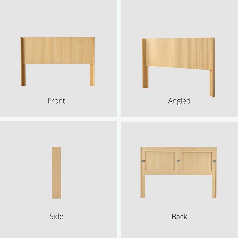 Wood Headboard Queen Size, 64.4" Wide Wooden Queen Headboard Only, Modern Farmhouse Headboards,Wall Mounted Fluted Panel