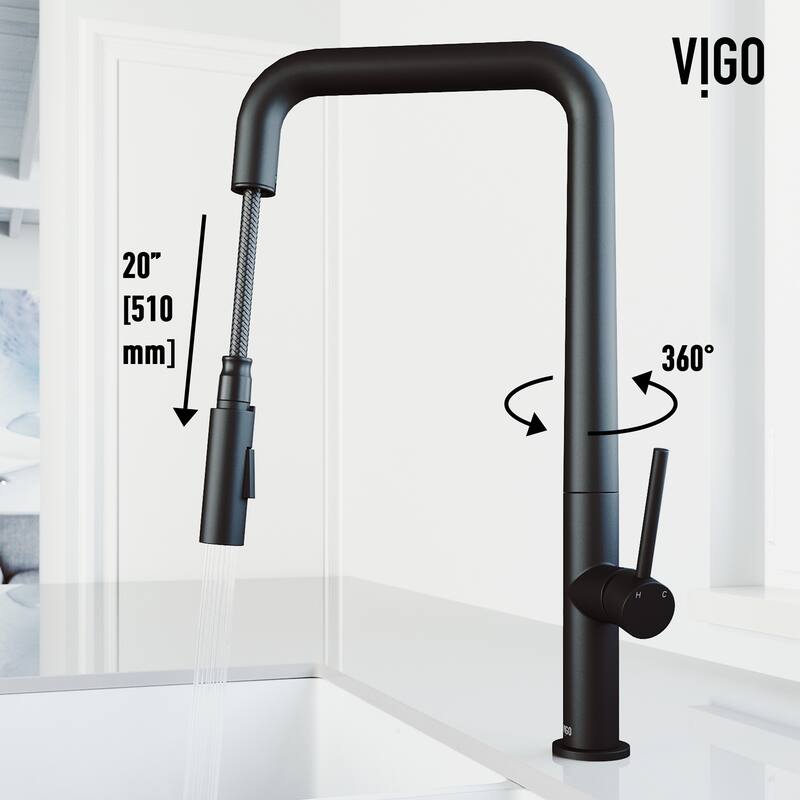VIGO Parsons 18" H Single Handle Pull-Down Sprayer Kitchen Faucet