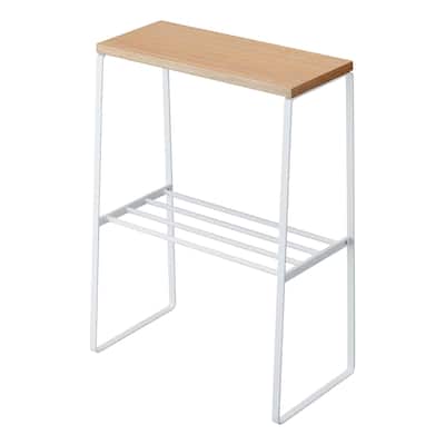 Yamazaki Home End Table, Steel and Wood, Holds 11 lbs - L 8.66 x W 16.54 x H 22.24 inches