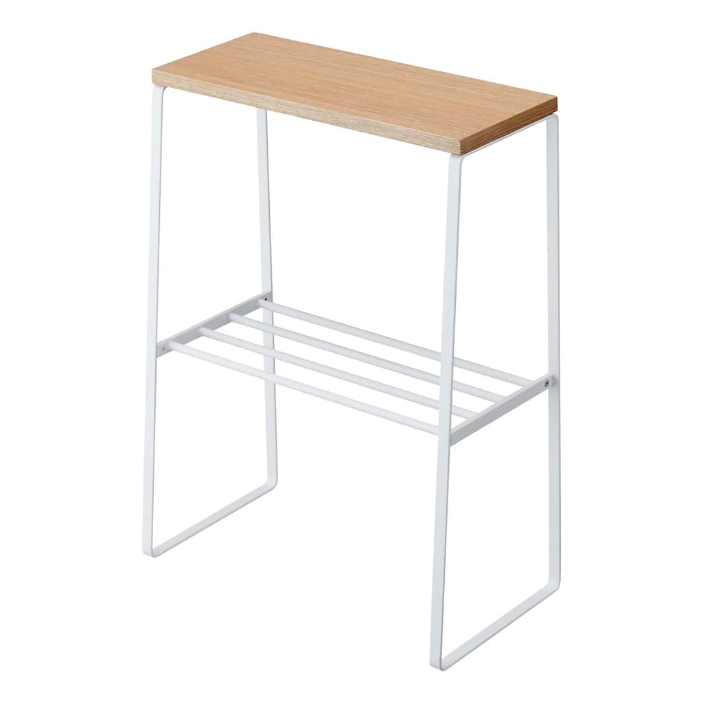 Yamazaki Home End Table, Steel and Wood, Holds 11 lbs - L 8.66 x W 16.54 x H 22.24 inches