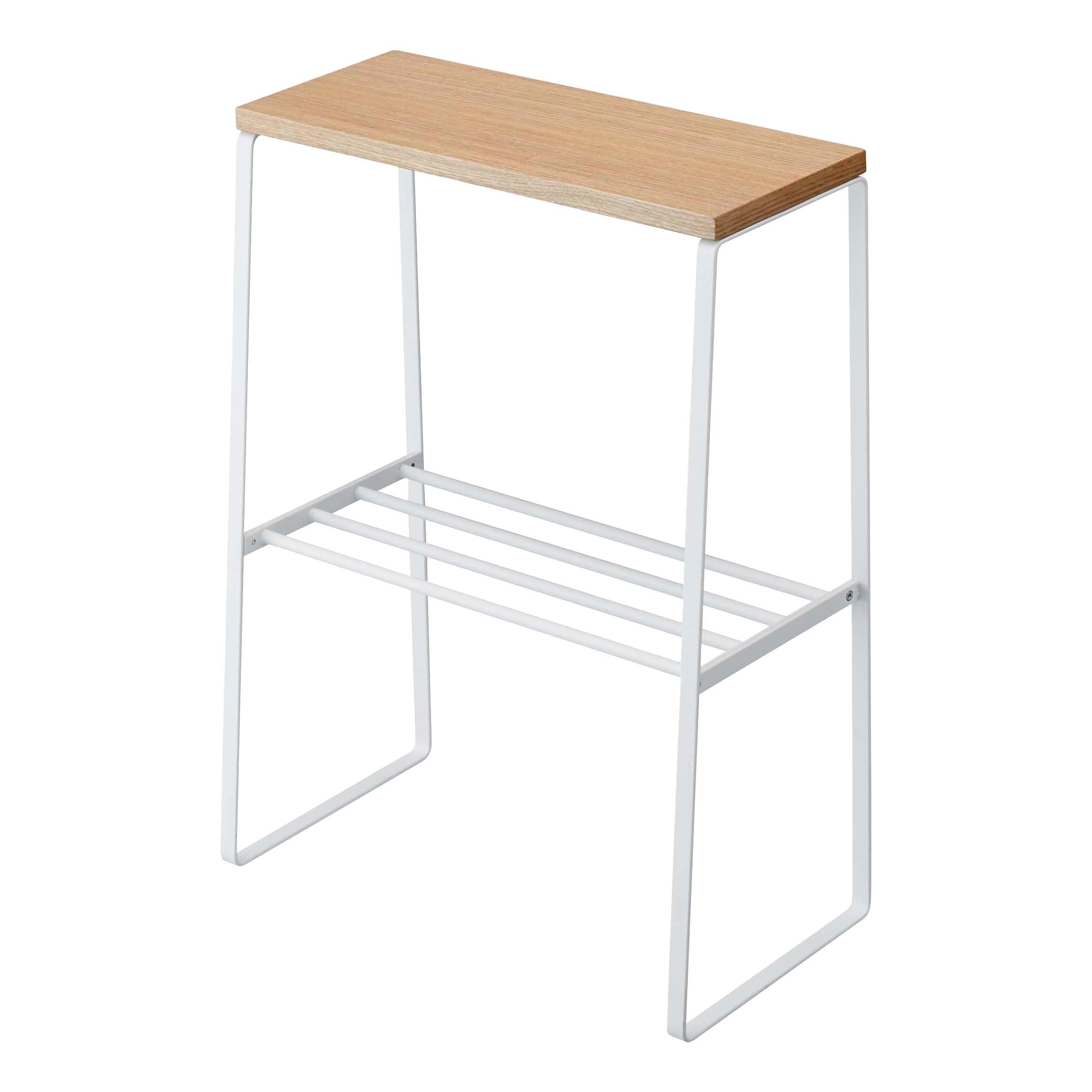 Yamazaki Home End Table, Steel and Wood, Holds 11 lbs - L 8.66 x W 16.54 x H 22.24 inches