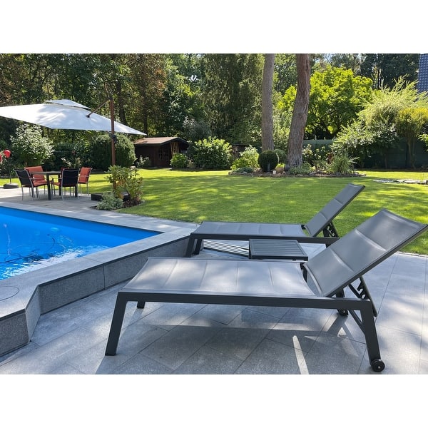 PURPLE LEAF Extra Large Outdoor Chaise Lounge 2 Pieces Aluminum Patio ...