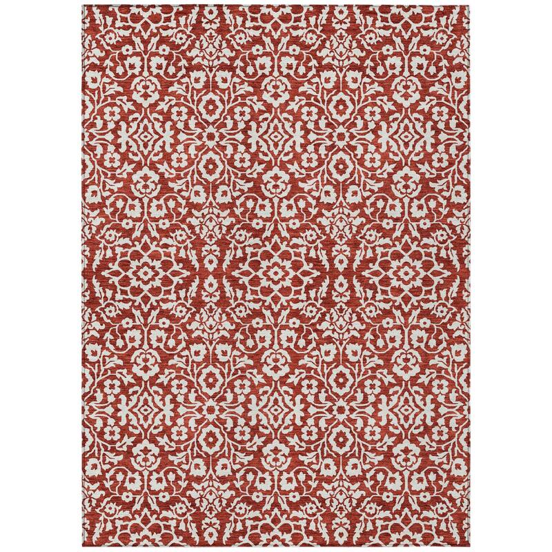 HomeRoots Damask Traditional Rectangle Outdoor Rug