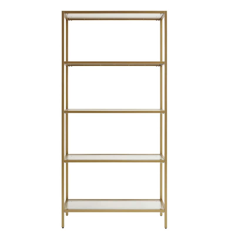 5-Tier Storage Glass Book Shelves - 71.75" - Gold