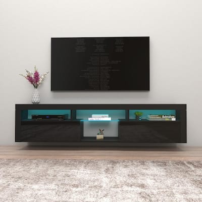 Bari 200 Wall Mounted Floating 79" TV Stand with 16 Color LEDs