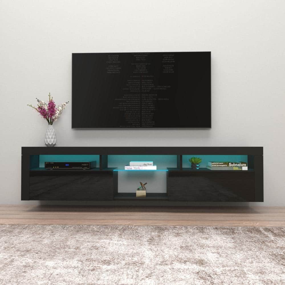 Bari 200 Wall Mounted Floating 79" TV Stand with 16 Color LEDs