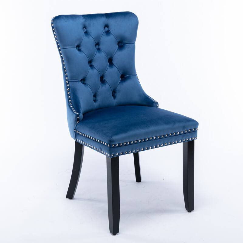 Set of 2 Modern High-End Tufted Solid Wood Upholstered Dining Chair with Nailhead Trim