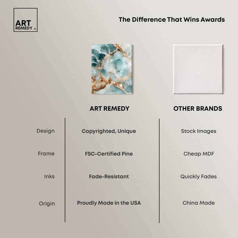 Teal Marble Majesty Canvas by Art Remedy, Gallery Wrapped