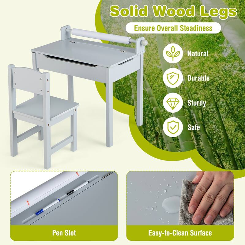 Costway Toddler Craft Table & Chair Set Kids Art Crafts Table - See Details