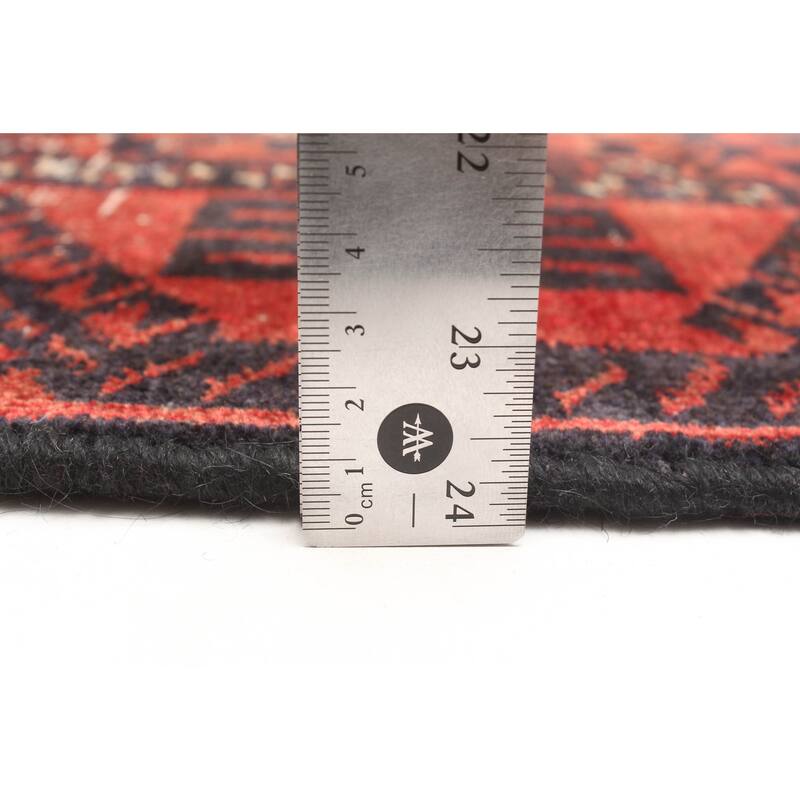 ECARPETGALLERY Hand-knotted Baluch Dark Red Wool Rug - 3'3 x 6'10