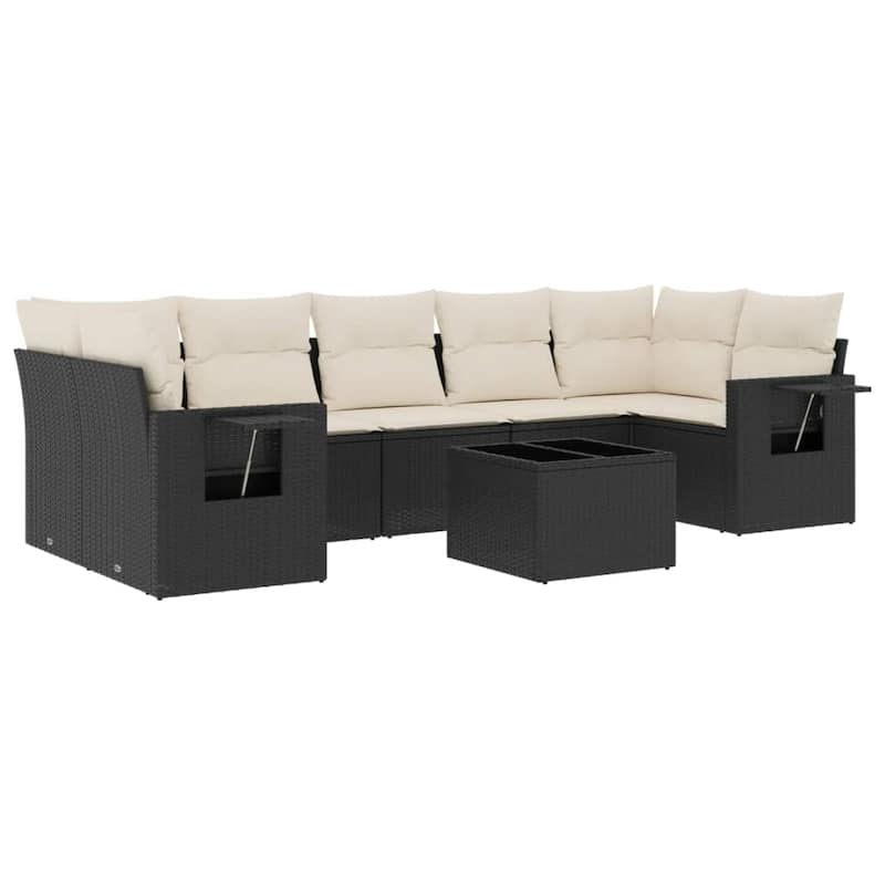 vidaXL Garden Sofa Set Black PE Rattan Large Adjustable Feet - 21.7 x 21.7 x 14.6