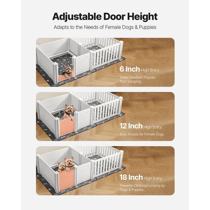 Adjustable Height Dog Whelping Box for Medium Dogs, Easy Clean