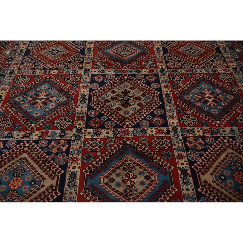 Hand Knotted Oriental 100% Wool Carpet Traditional Geometric Oranges & Rust Yalameh Area Rug - 11' 9'' X 8' 5''