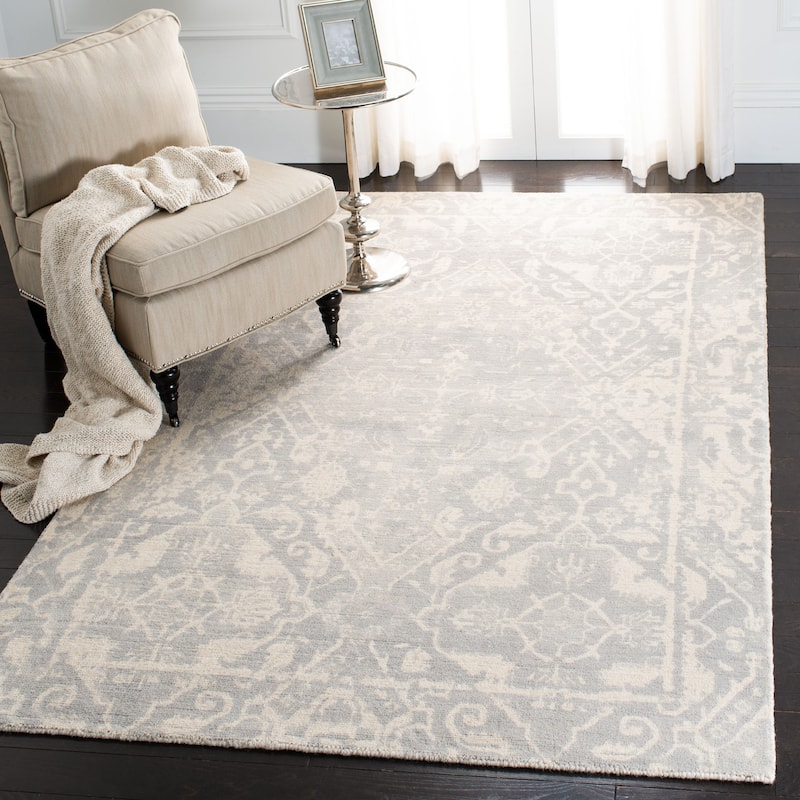 SAFAVIEH Handmade Restoration Vintage Boho Filareta Wool Rug - 10' x 14' - Light Grey/Ivory