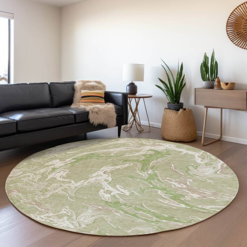 Premium Washable Super Soft Abstract Thrust Mayfield Rug - Aloe - 8' x 8'