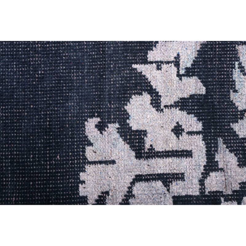 ECARPETGALLERY Hand-knotted La Seda Dark Navy Silk, Wool Rug - 5'9 x 8'9