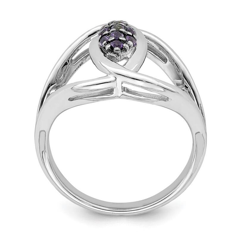 Curata 925 Sterling Silver Rhod Plat Iolite Ring